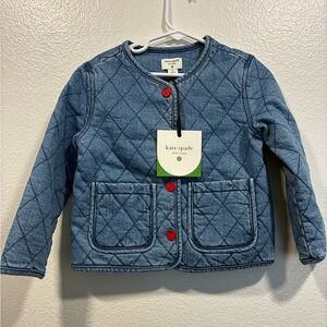 Kate Spade Kids Denim Quilted Jacket with Red Accents